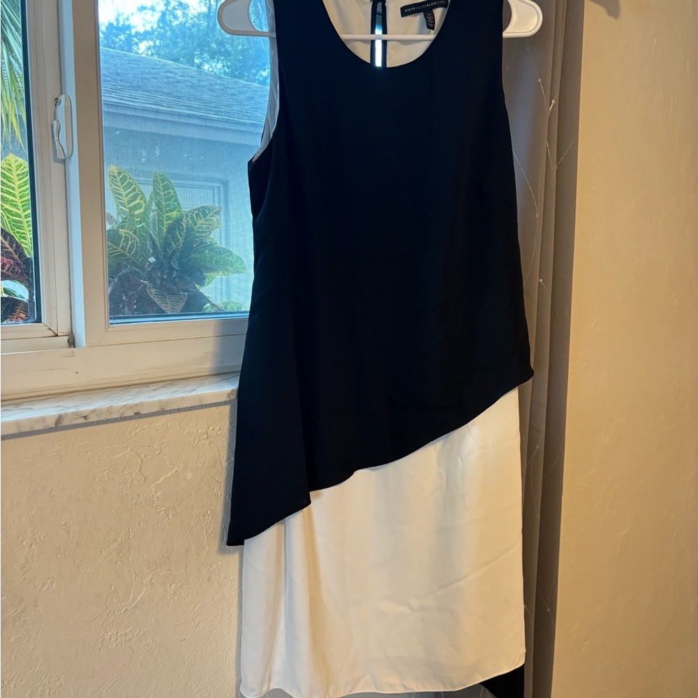 White House Black Market Asymmetrical Black and White Dress